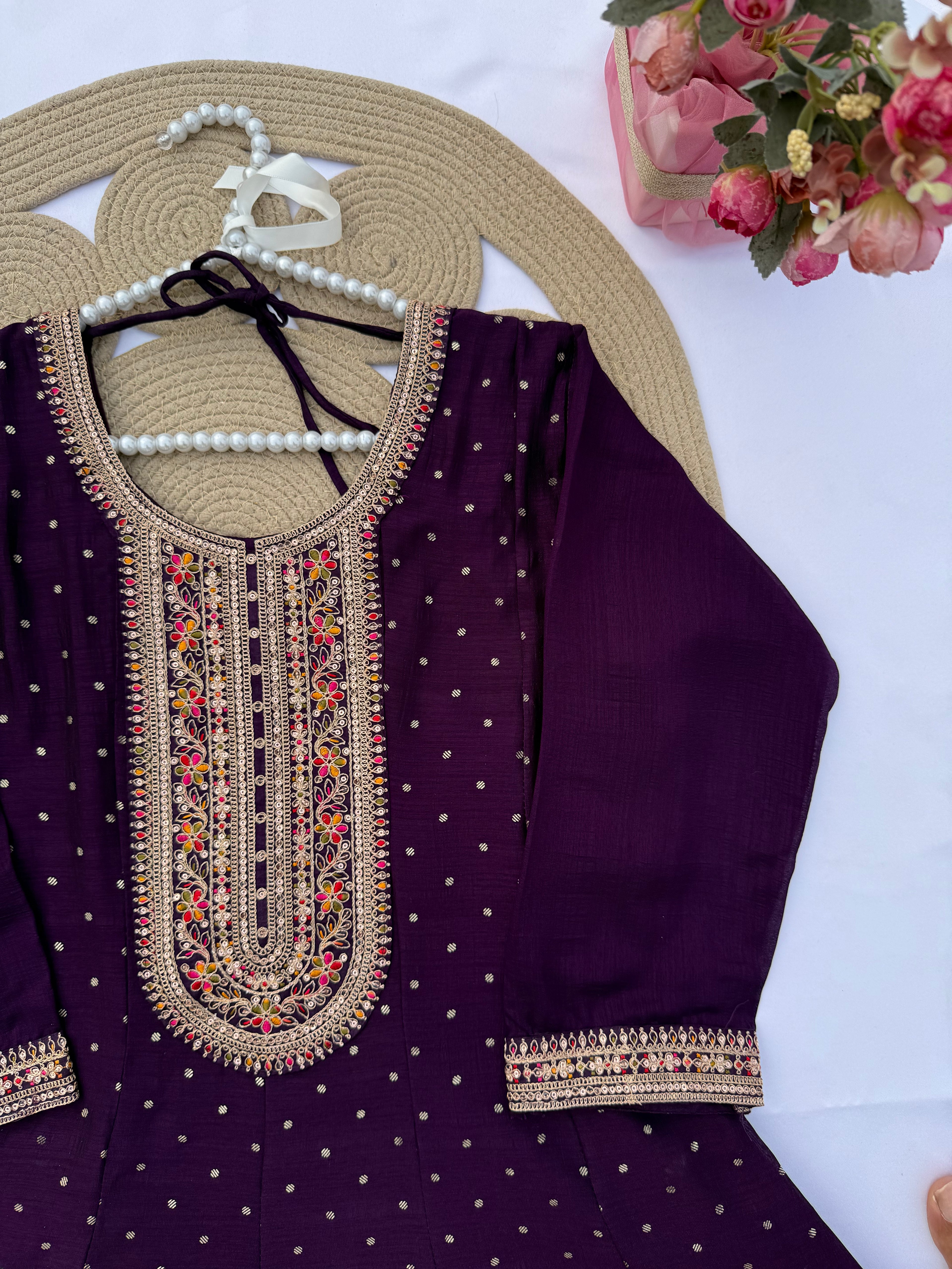 A109 – Vichitra Silk Embroidered Suit Set