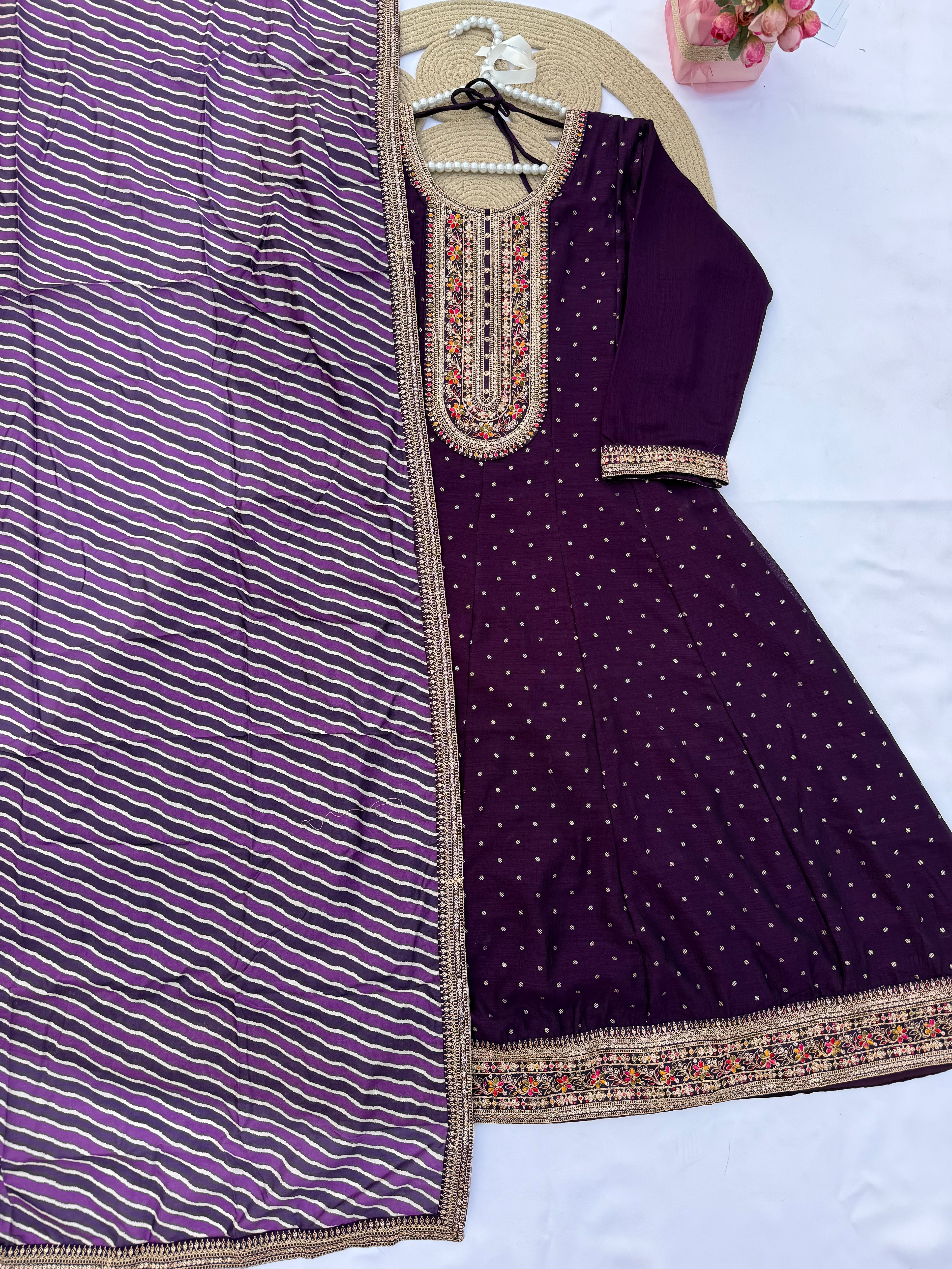 A109 – Vichitra Silk Embroidered Suit Set