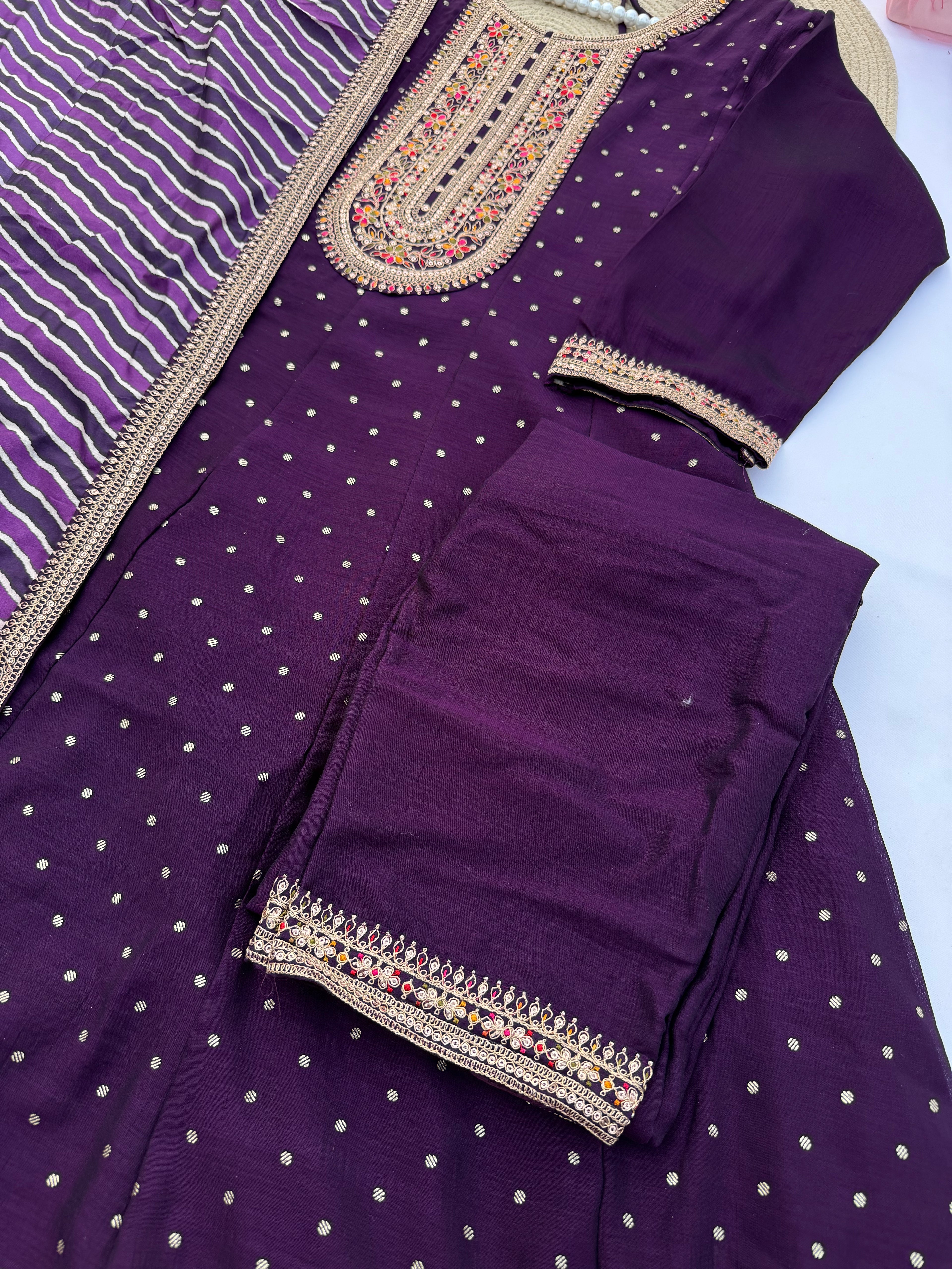 A109 – Vichitra Silk Embroidered Suit Set