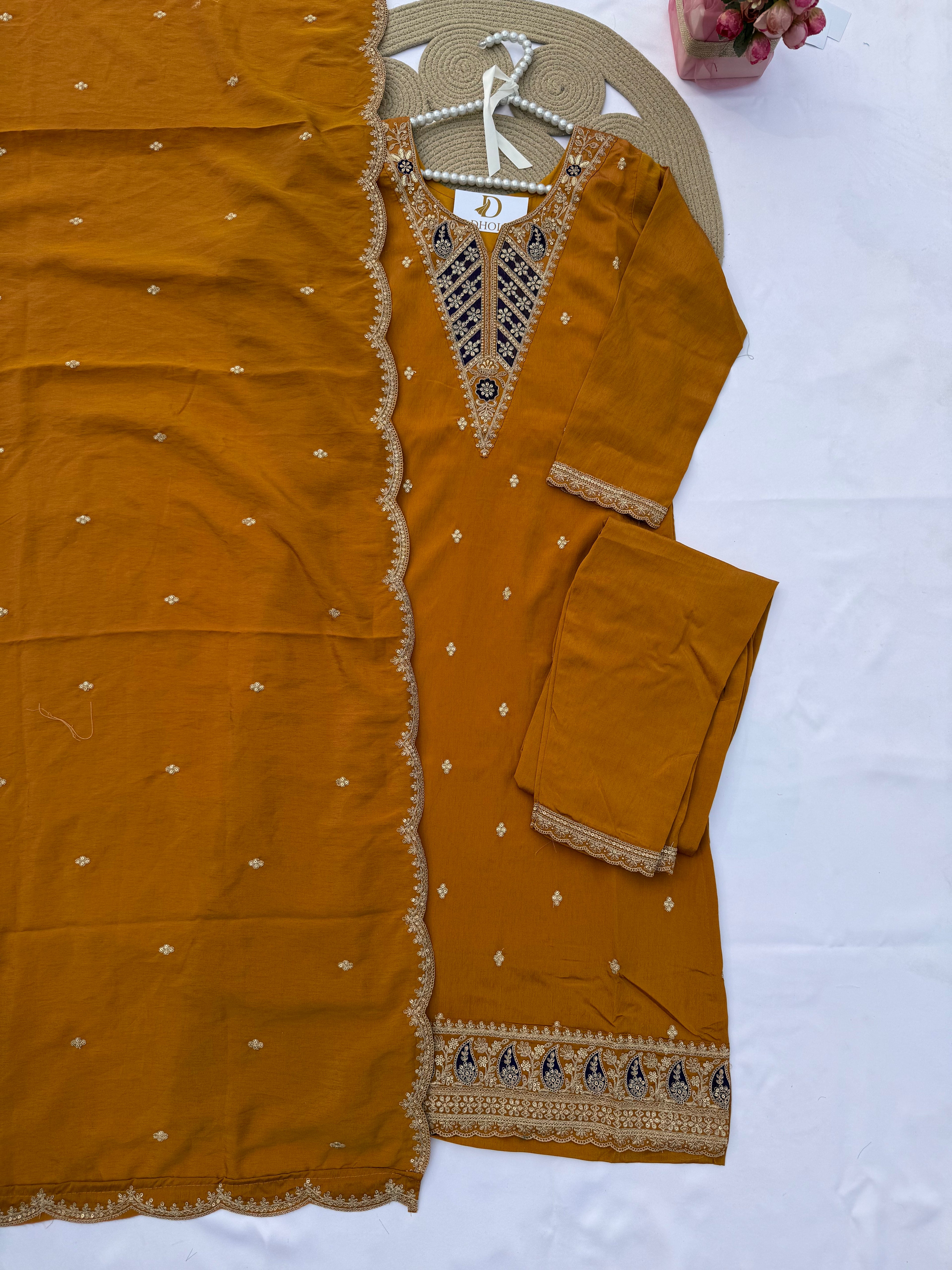 S130 – Dior Silk Embroidered Suit Set