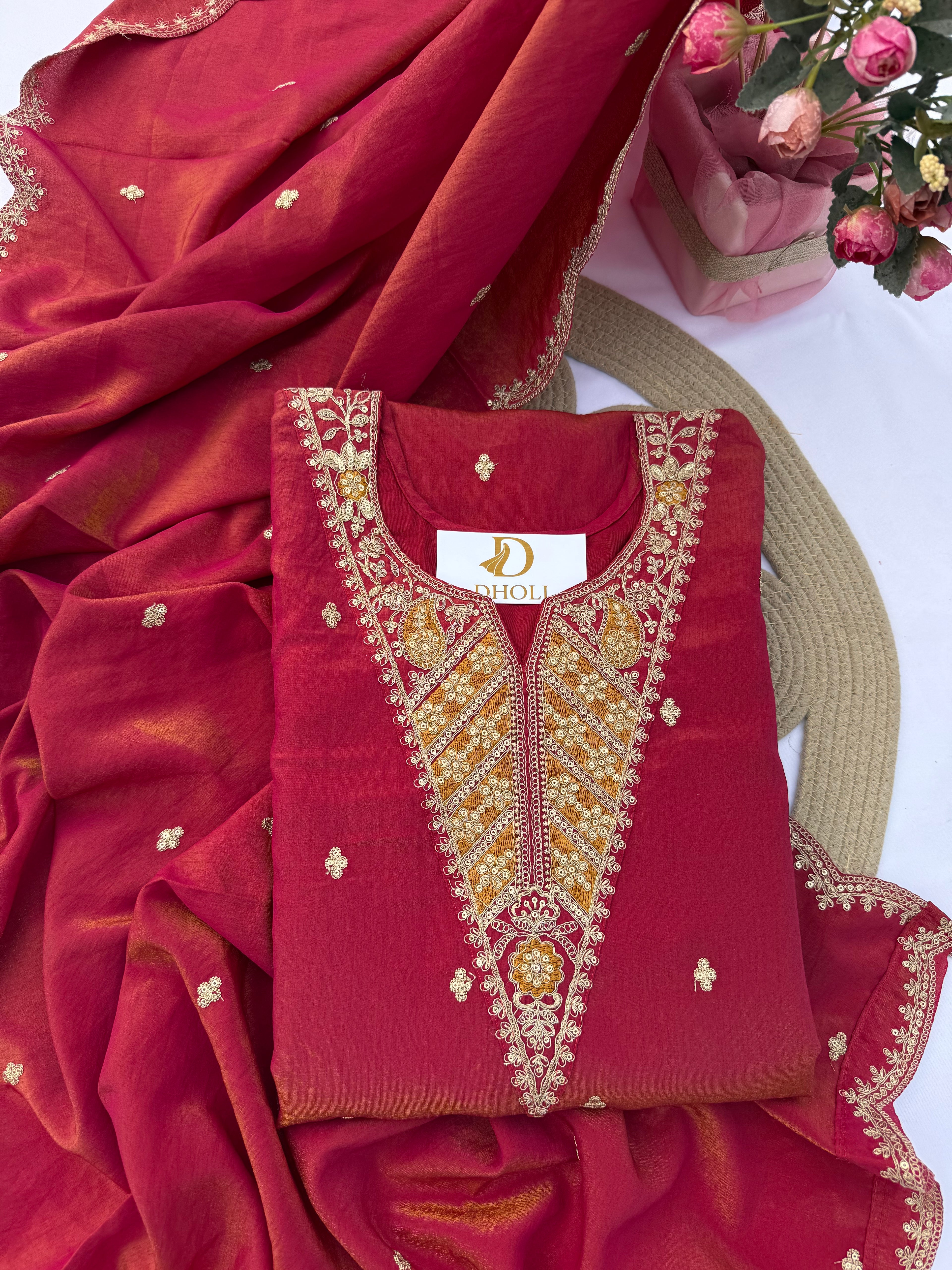 S130 – Dior Silk Embroidered Suit Set