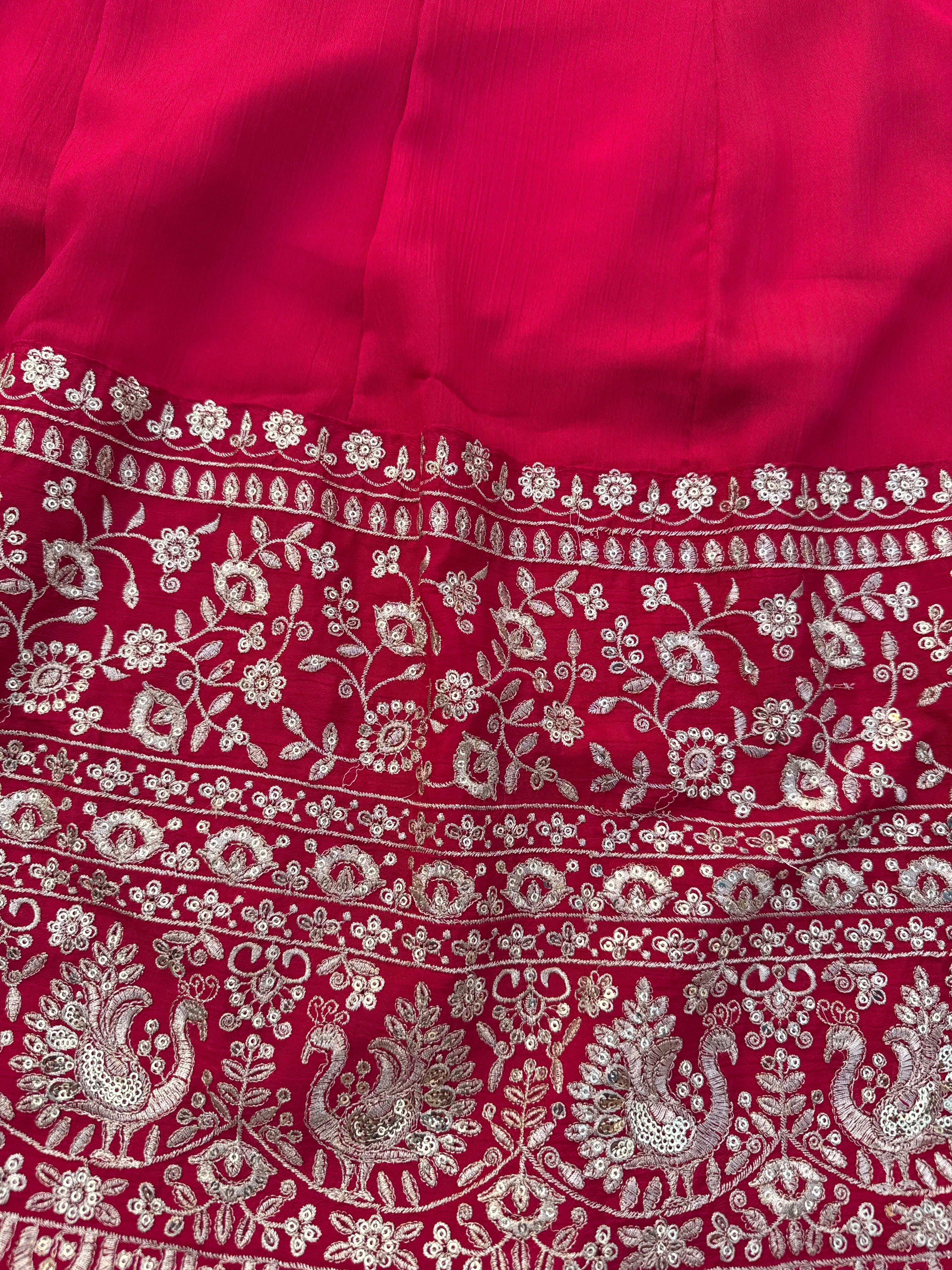 A111 Vichitra Silk Anarkali Suit Set with Heavy Daman Border