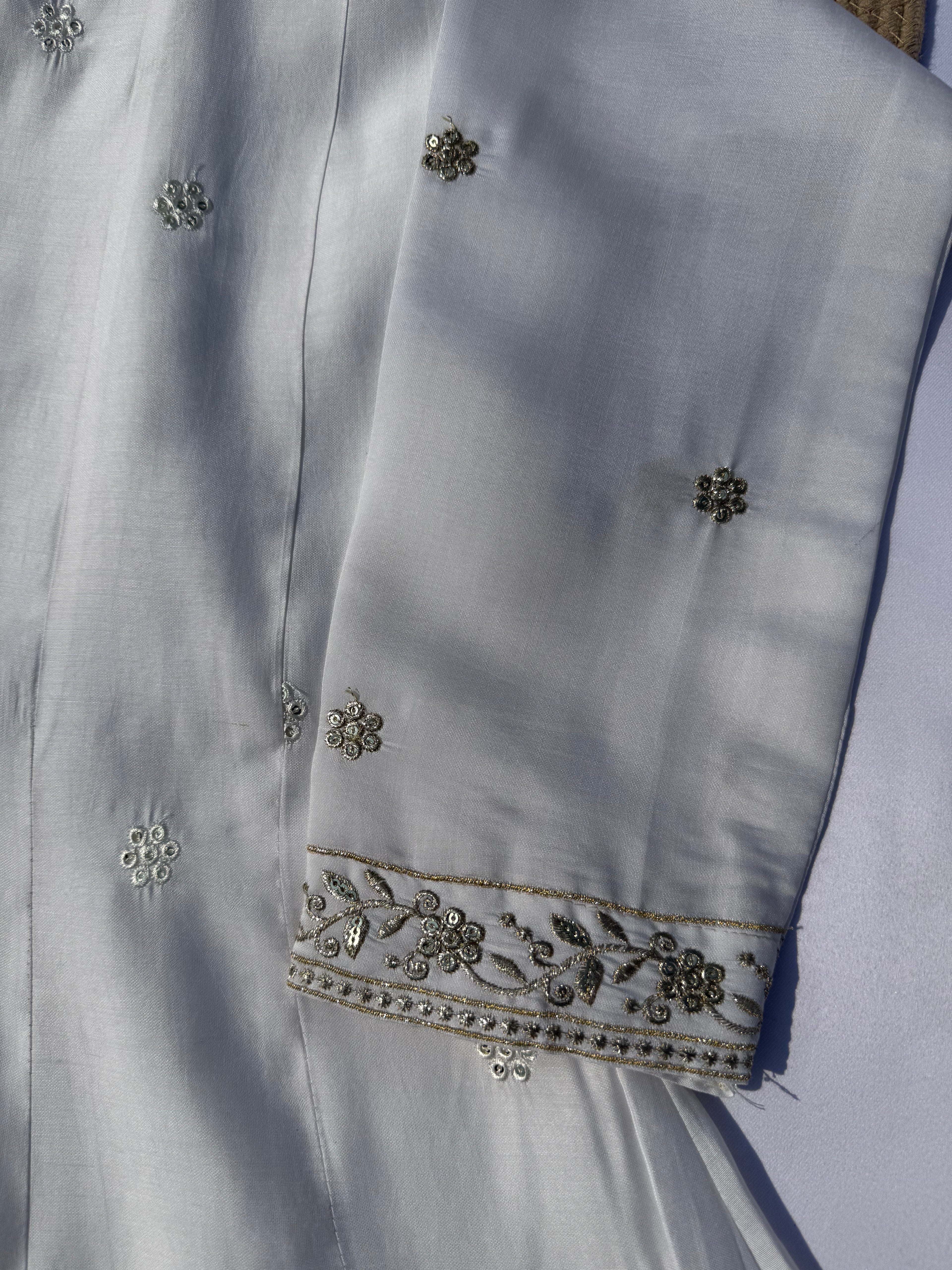 A-102 Embroidered Anarkali Suit with Handwork Neck & Jaal Dupatta