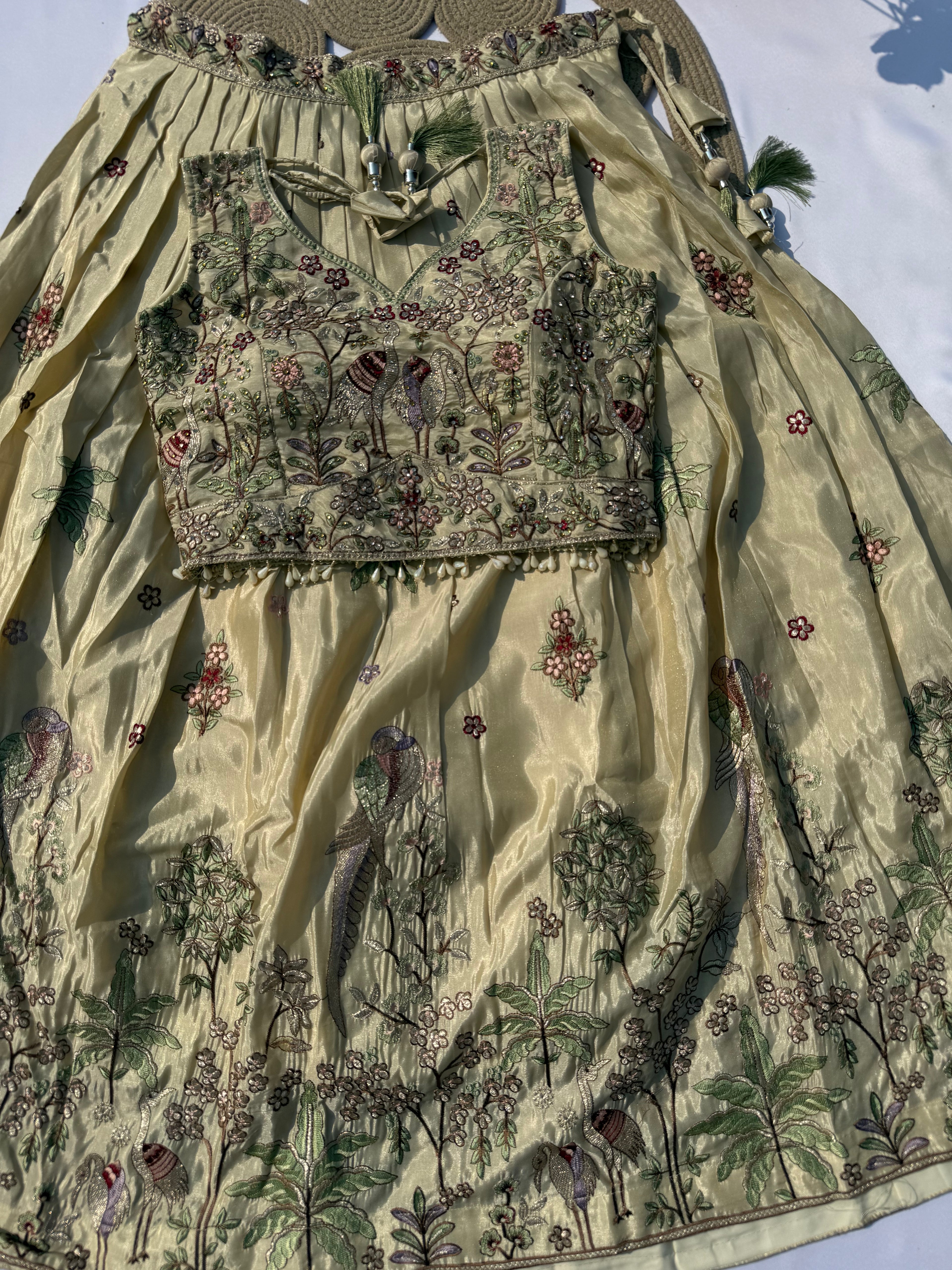 L-103 Premium Ivory Lehenga Choli Set with All-Over Embroidery & Statement Dupatta