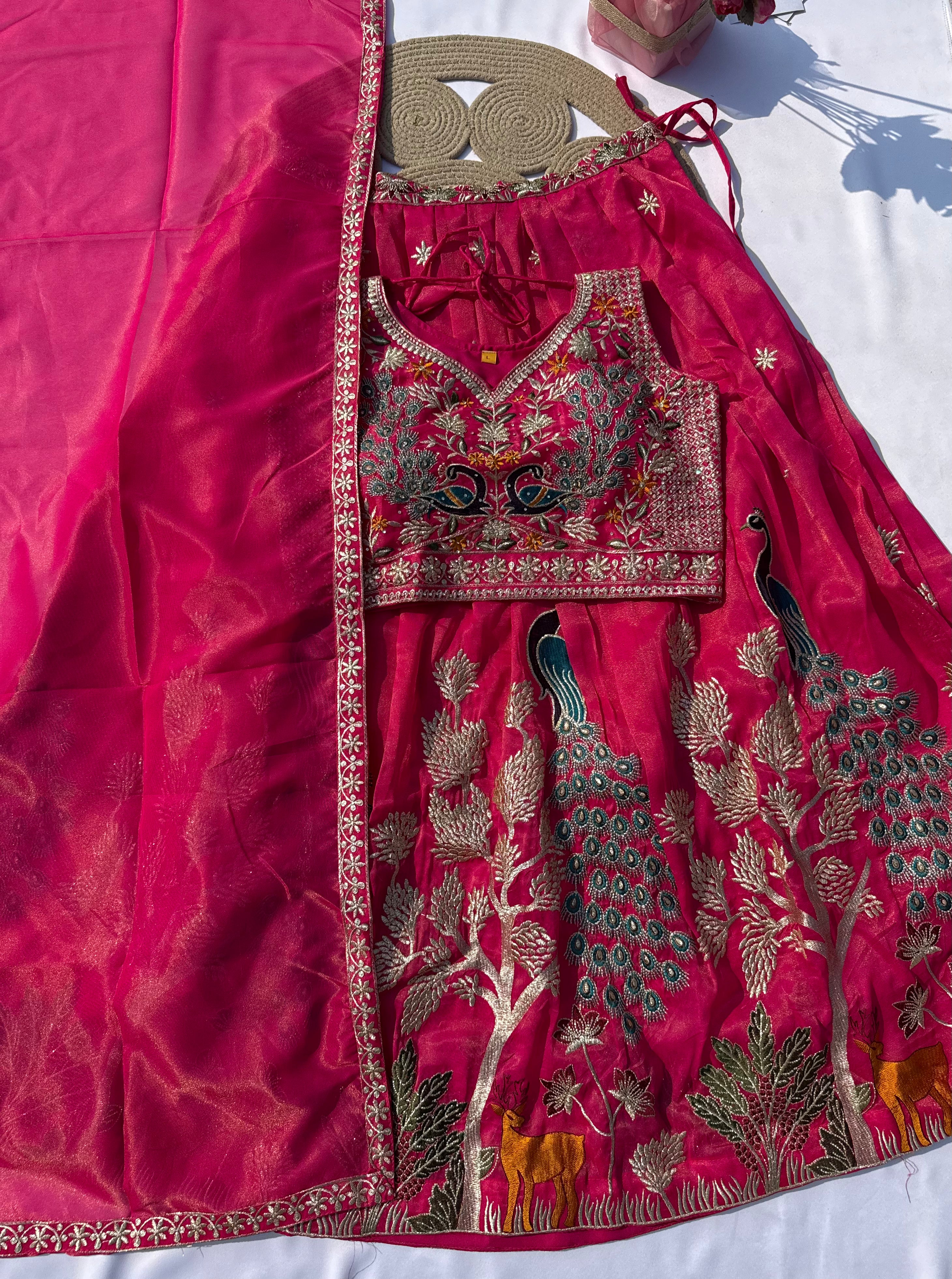 L-102 Designer Peacock Embroidered Lehenga  with Heavy Choli