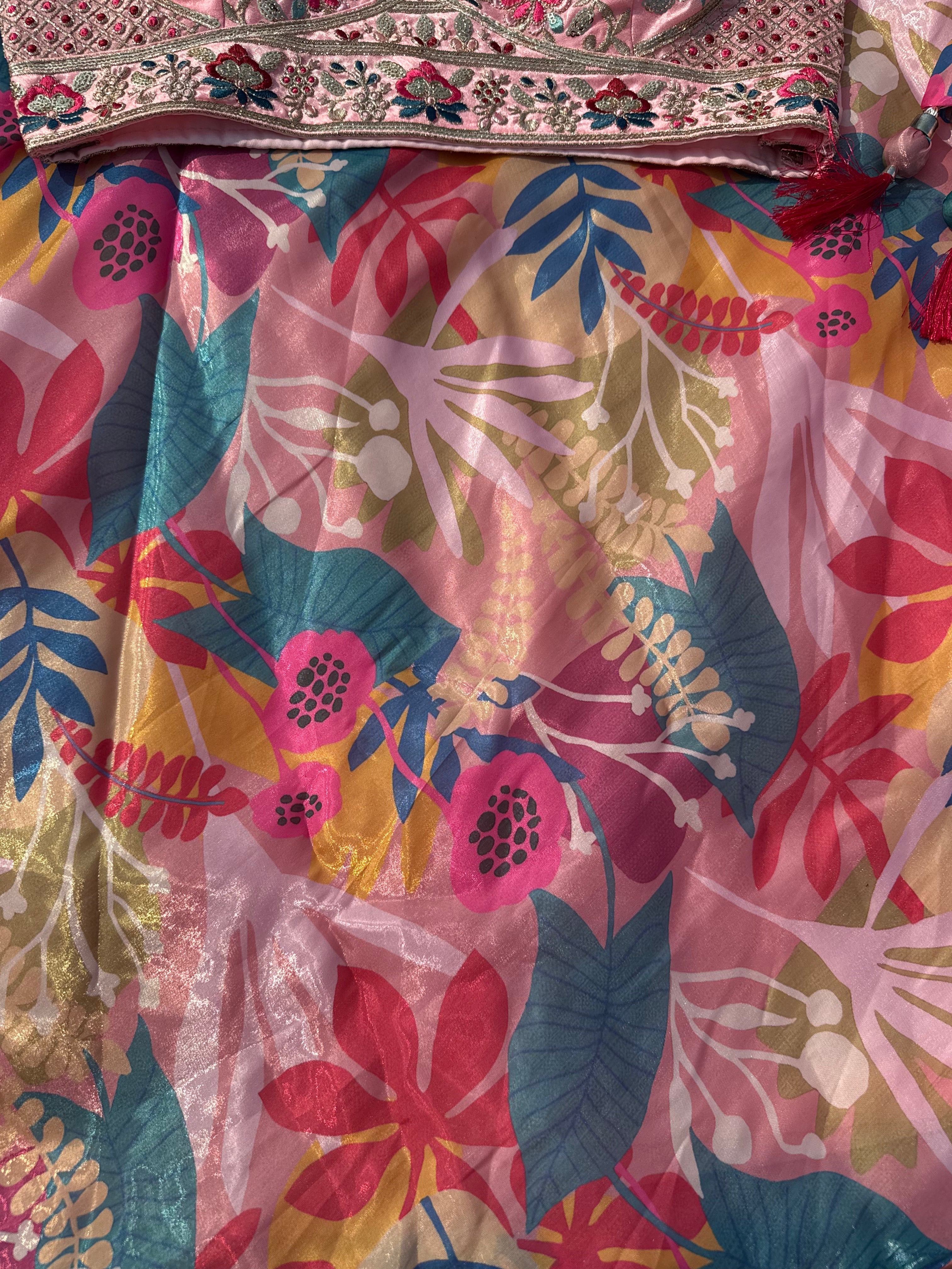 L-104 Jimmy Choo Printed Lehenga Set with Embroidered Banglori Choli