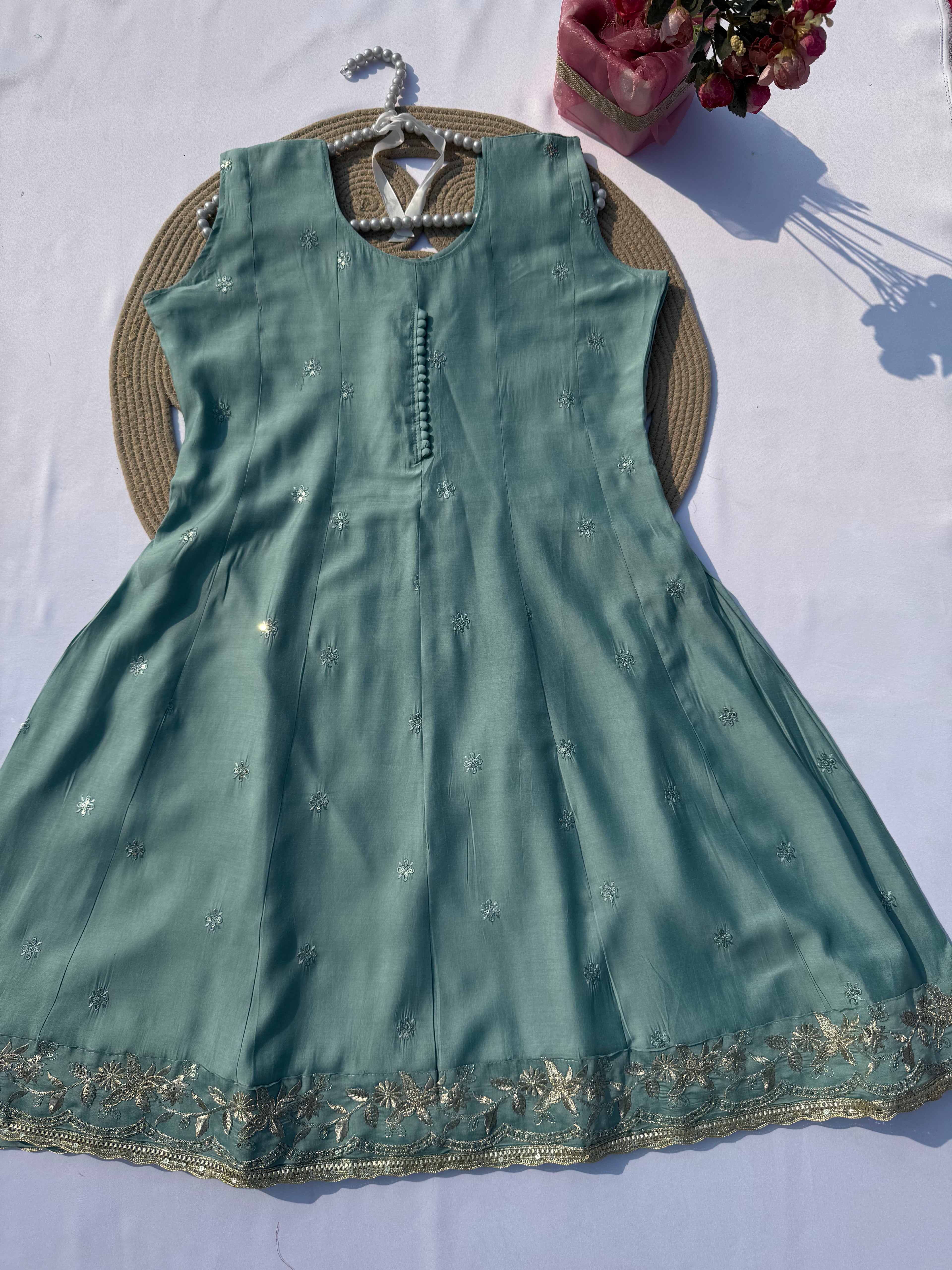 P-102 Roman Silk Russian Palazzo Set with Daman Zari Work & Full Jaali Dupatta