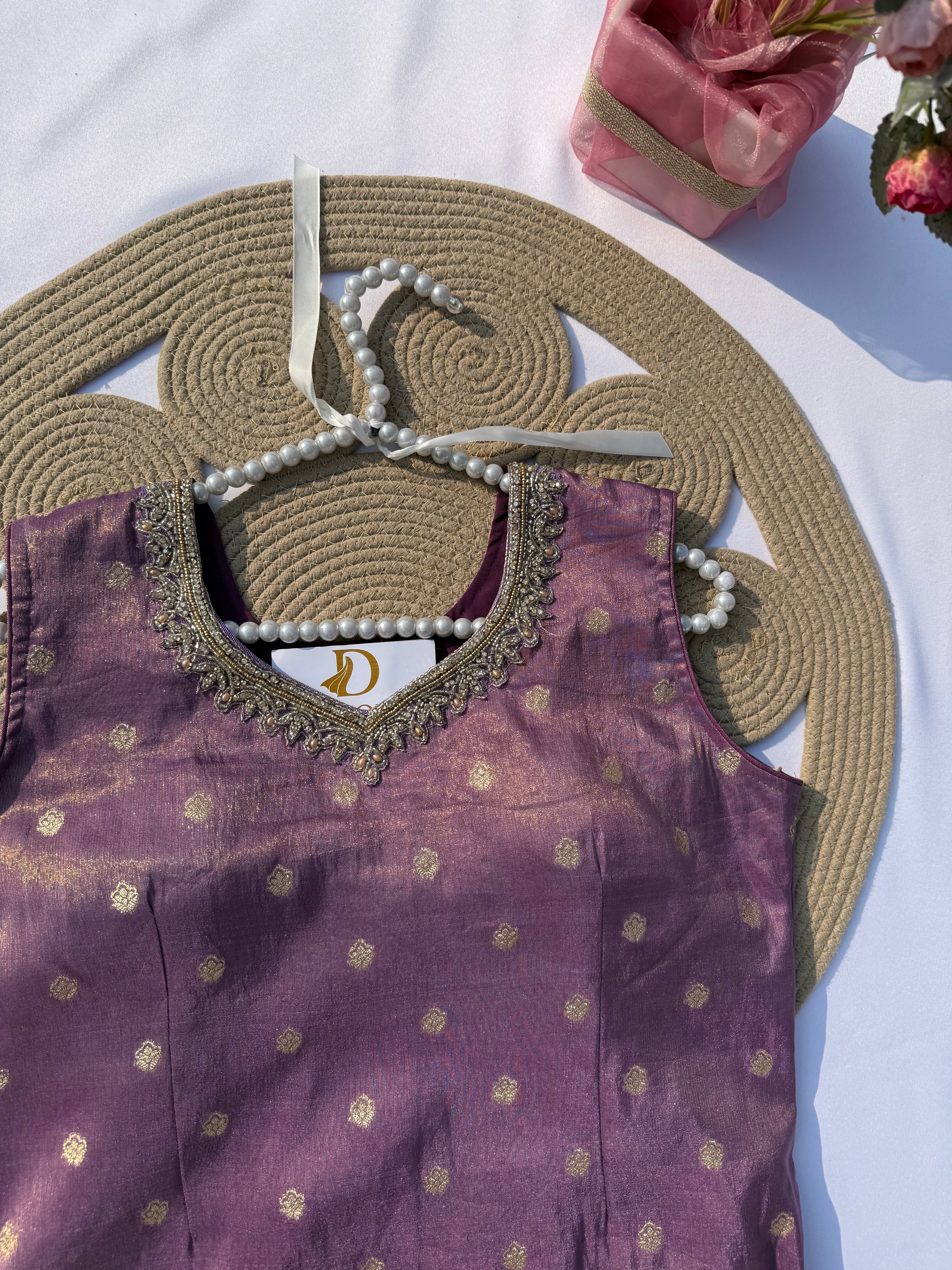 P-103 Jacquard Plazo Set with Handwork Neck & Dupatta