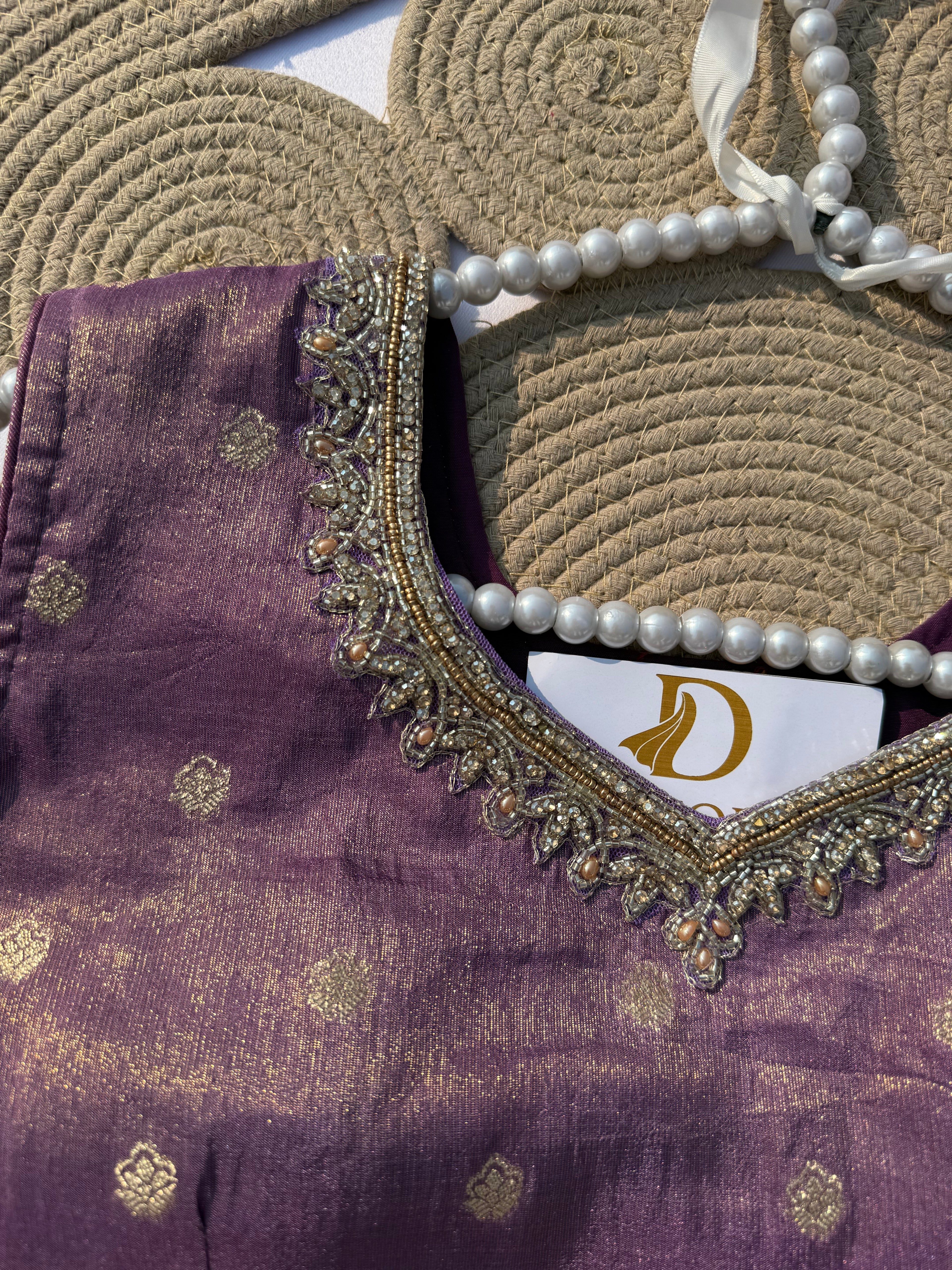 P-103 Jacquard Plazo Set with Handwork Neck & Dupatta