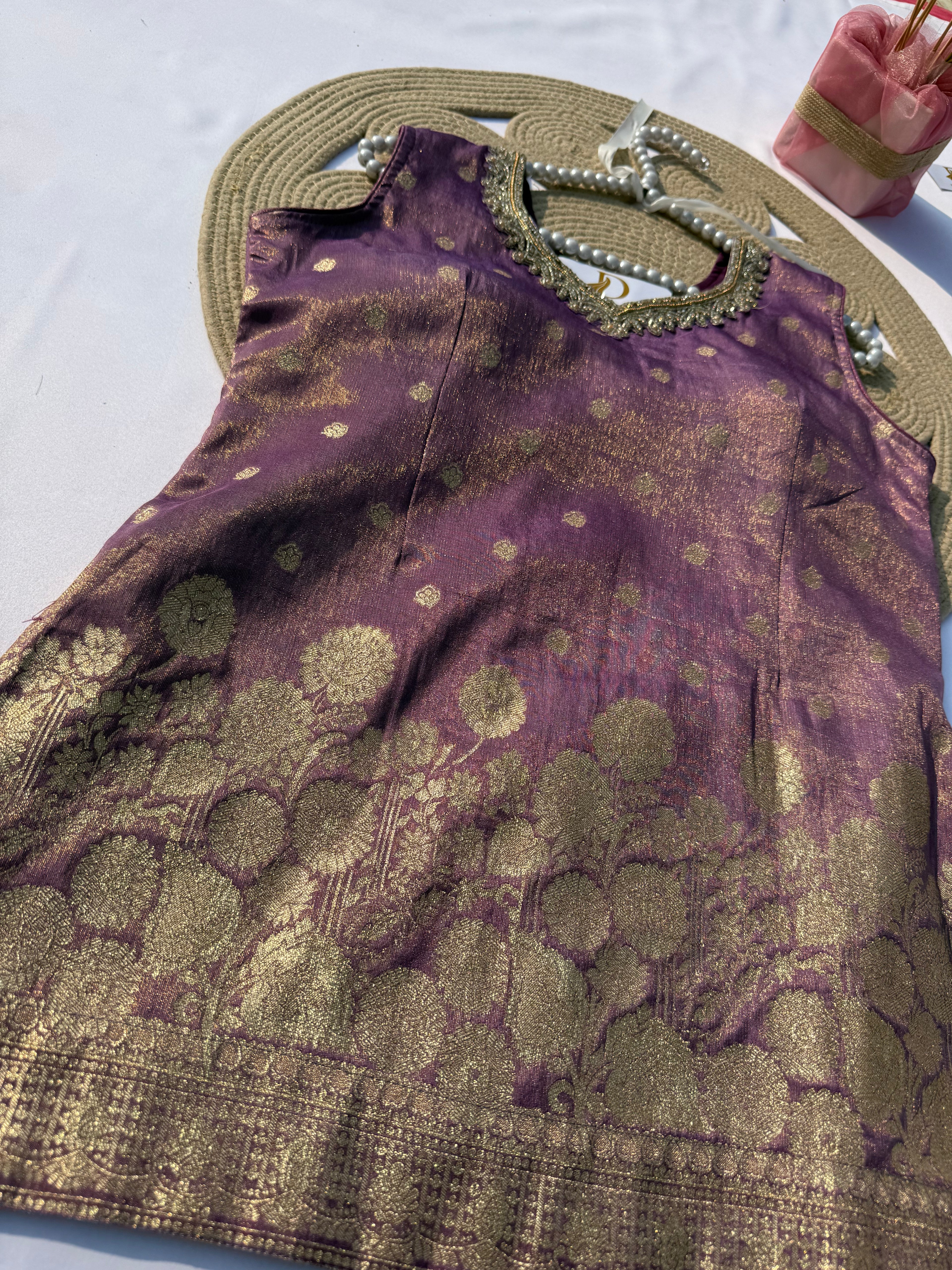 P-103 Jacquard Plazo Set with Handwork Neck & Dupatta