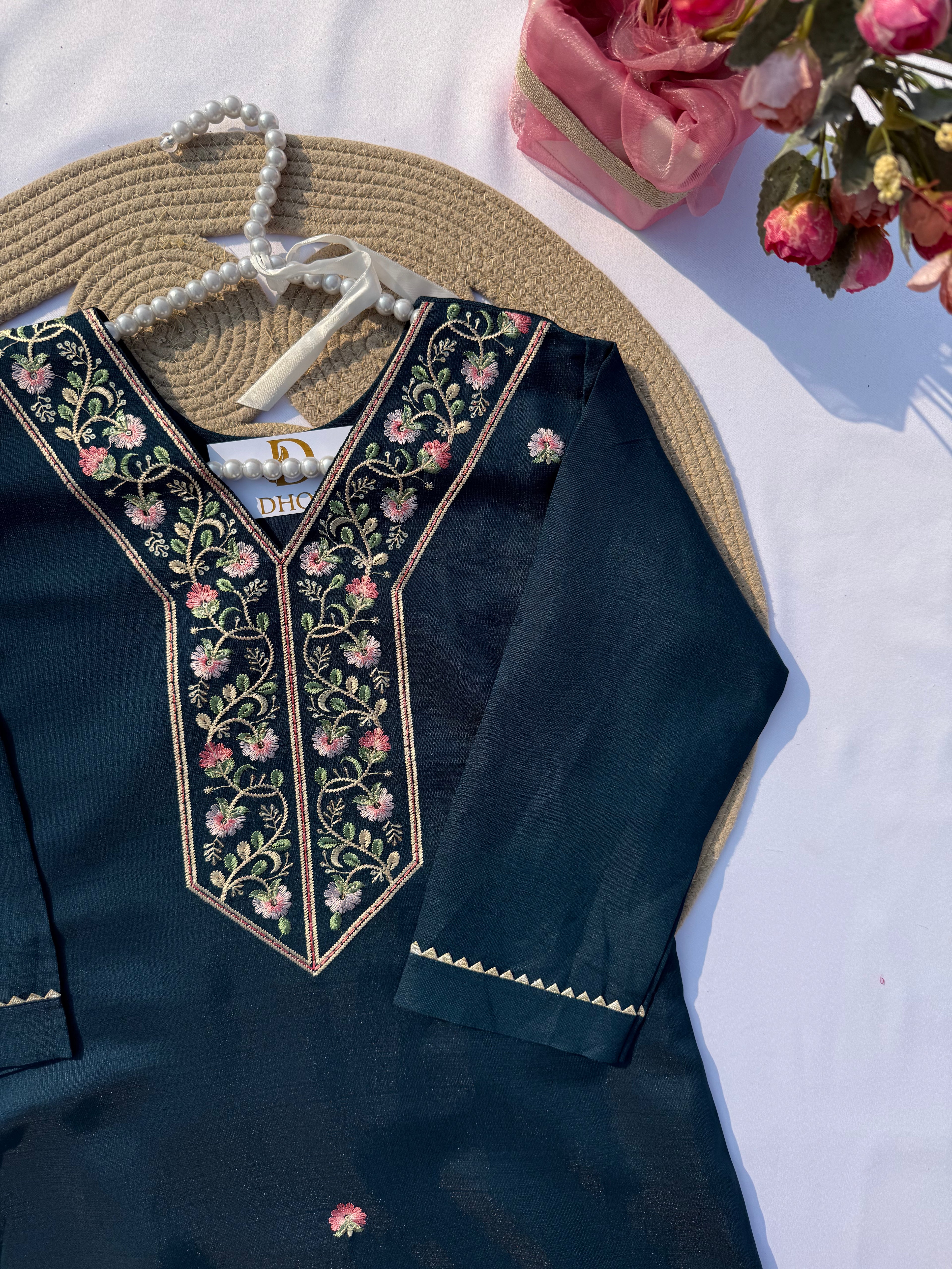 S-112 Embroidered Straight Suit Set with Matching Digital Dupatta