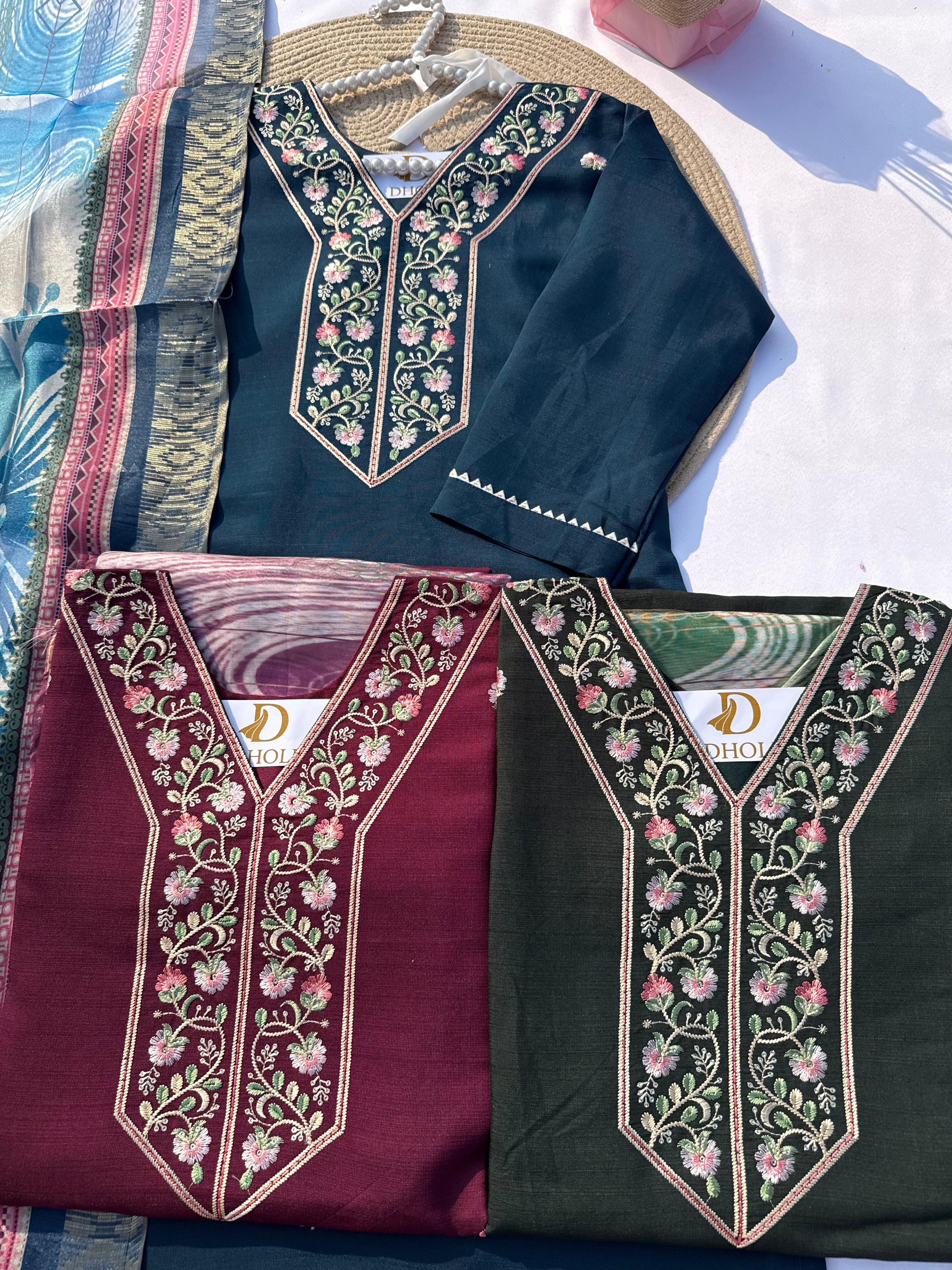 S-112 Embroidered Straight Suit Set with Matching Digital Dupatta