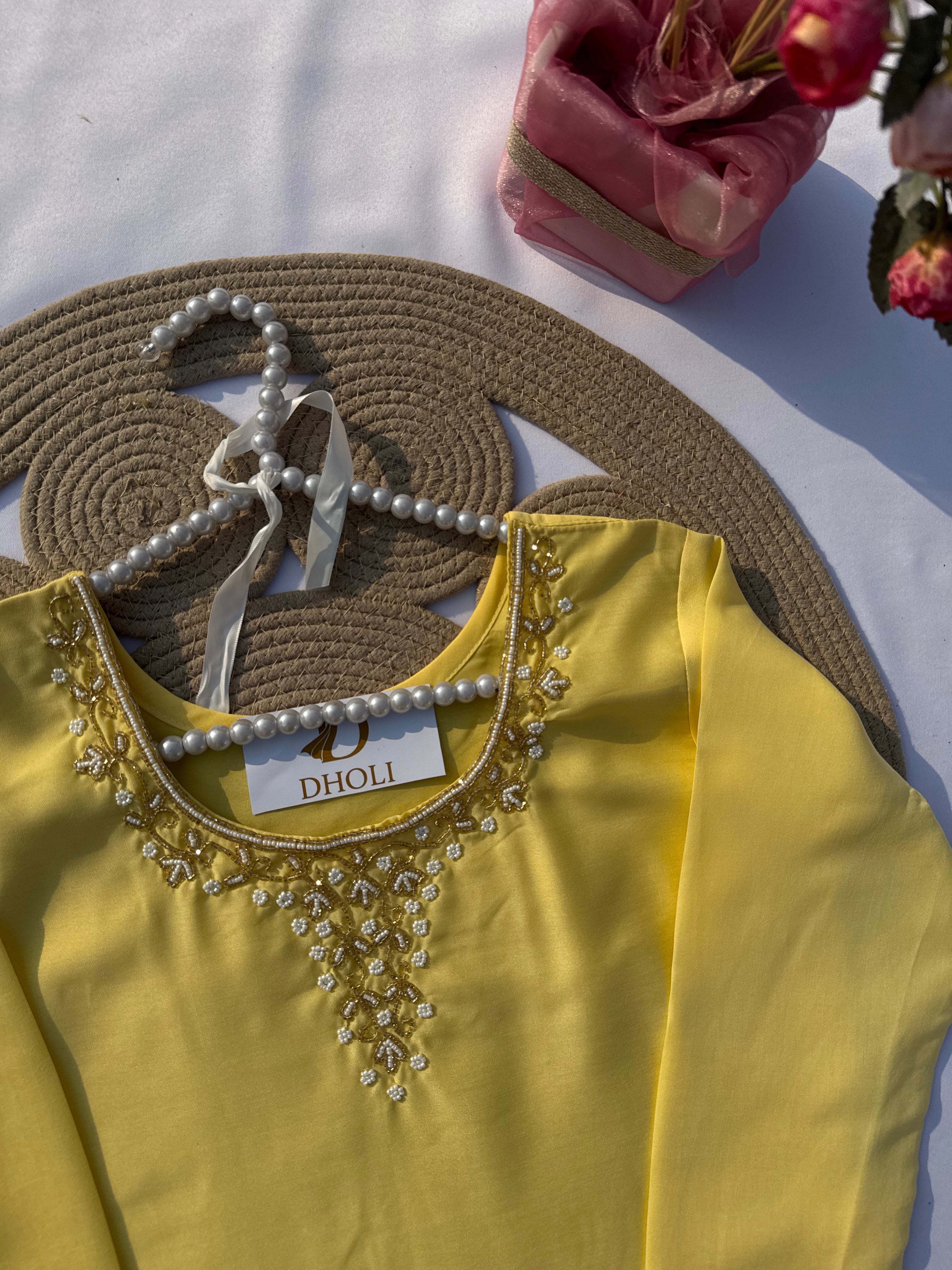 S-106 Roman Silk Straight Suit Set with Handworked Neck & Elegant Dupatta