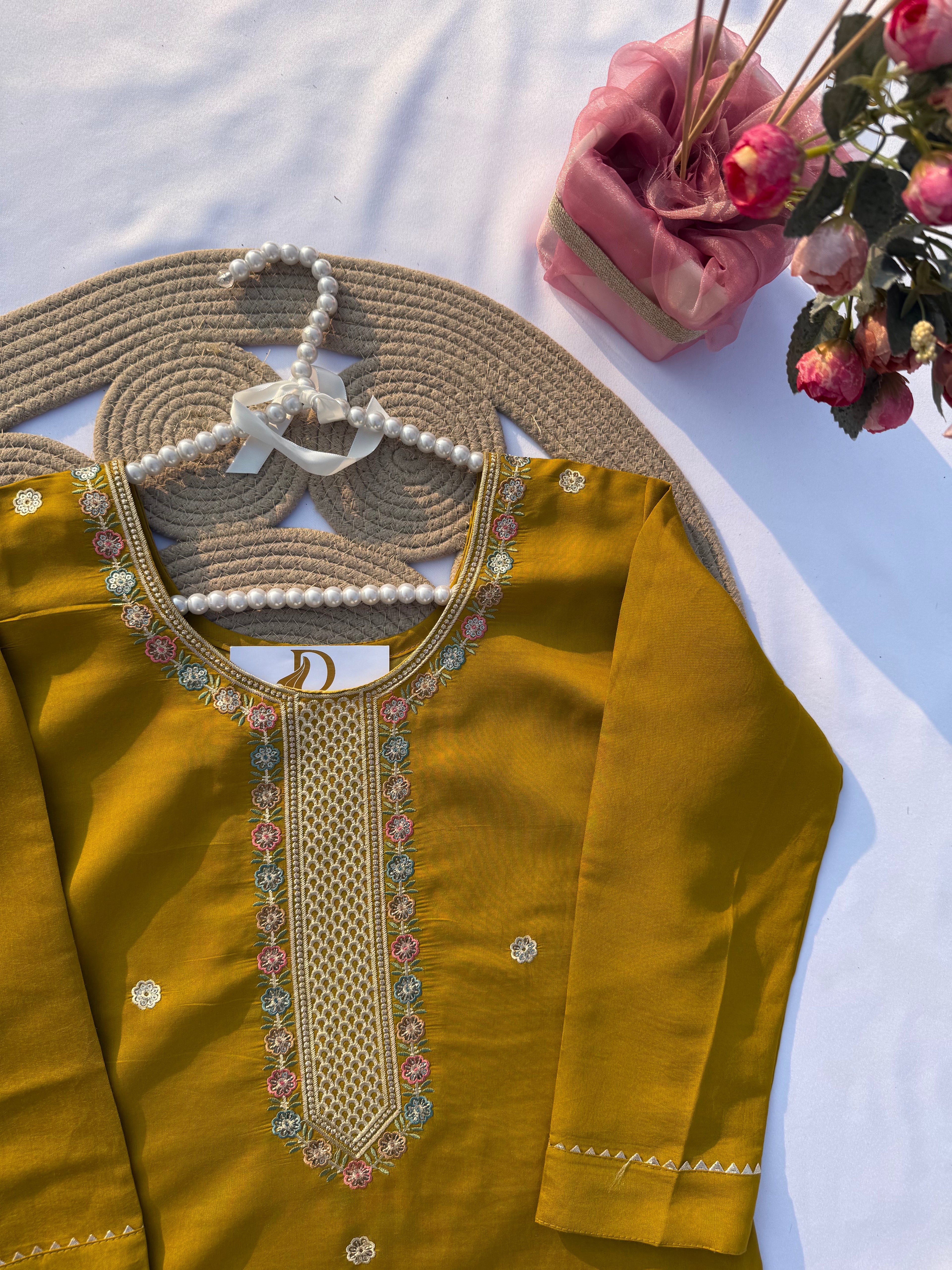 S-116 Roman Silk Embroidered Suit Set with Digital Floral Dupatta