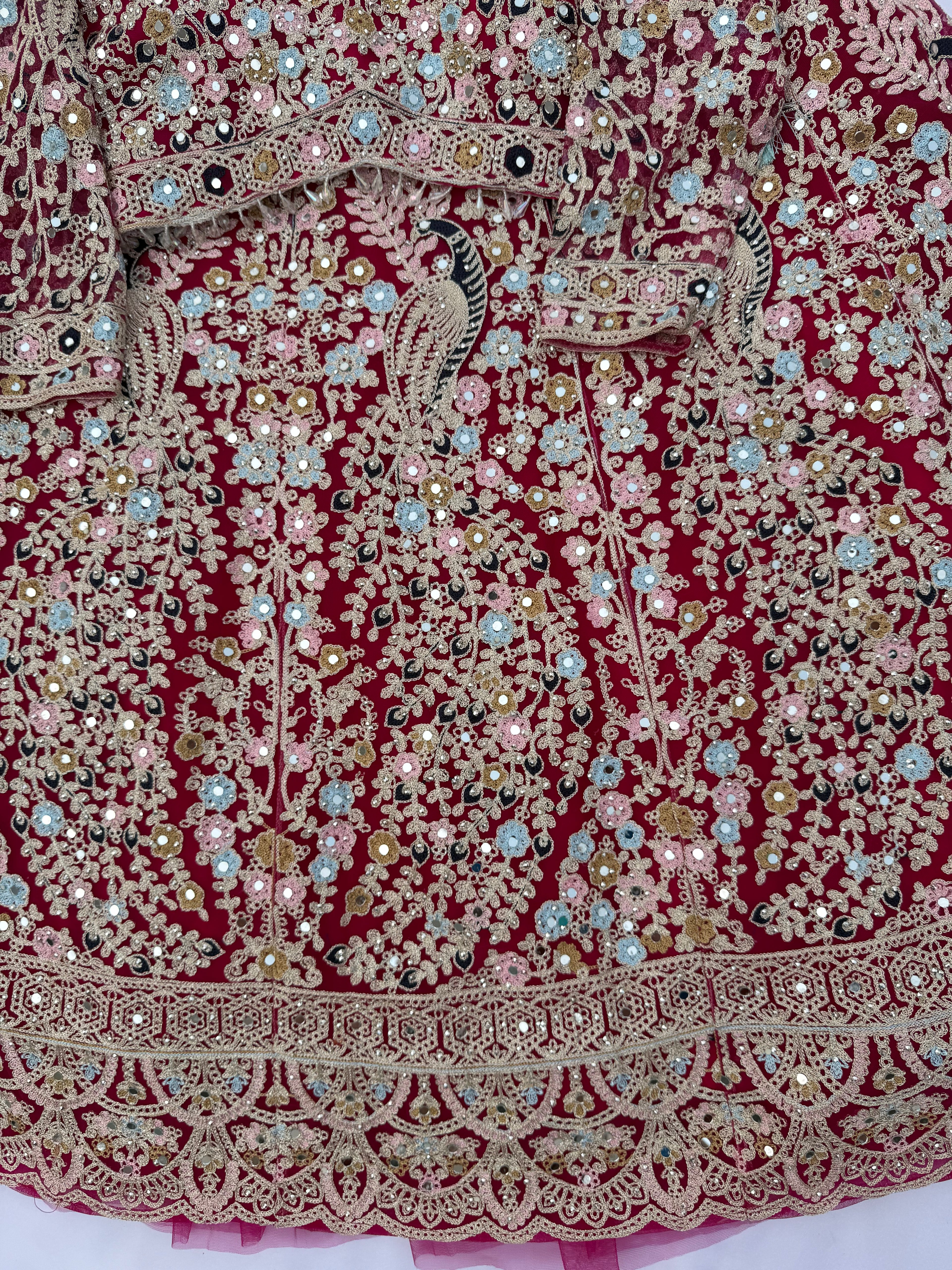 L107 – Peacock Embroidery Lehenga Set with Net Dupatta