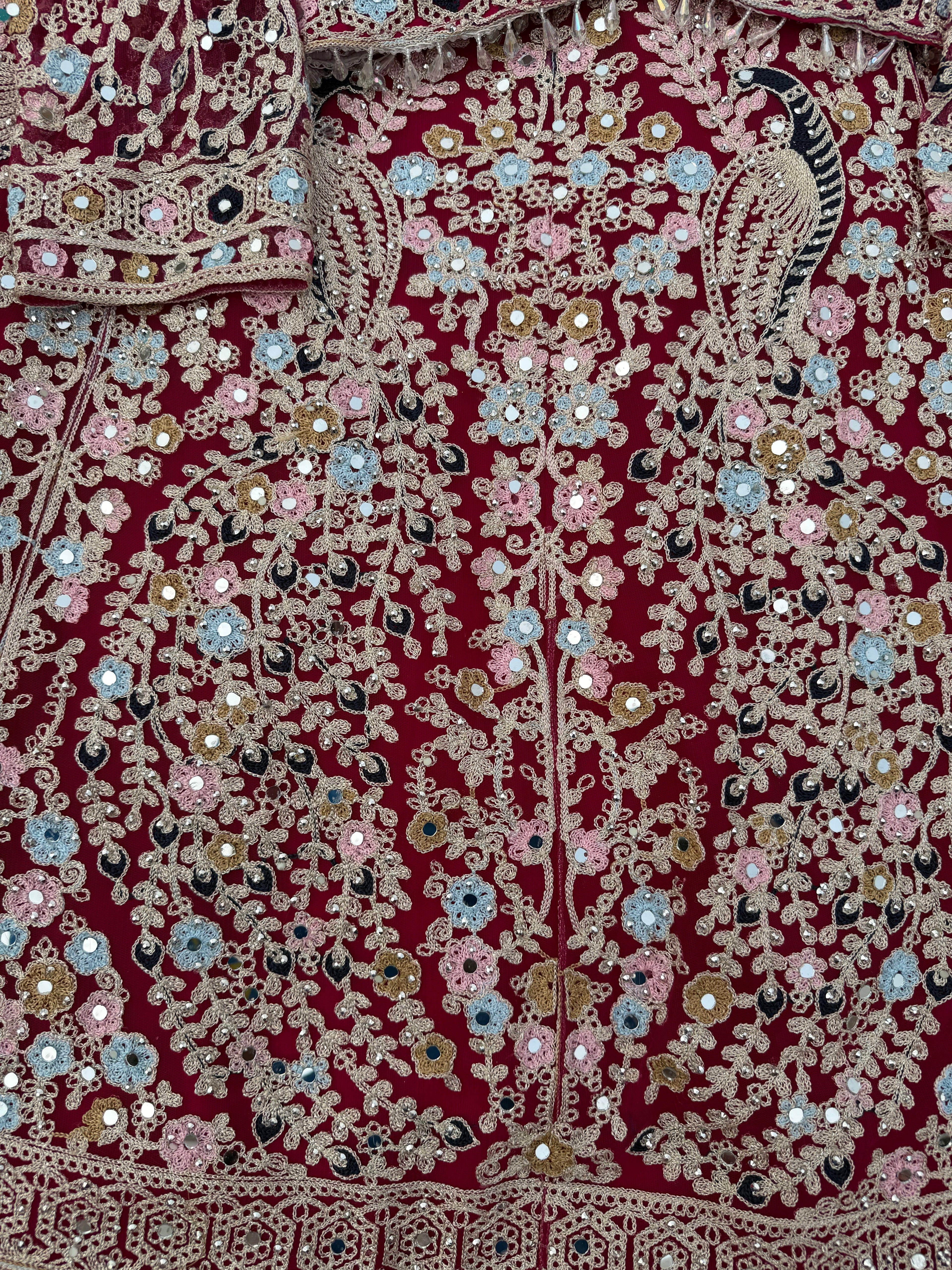 L107 – Peacock Embroidery Lehenga Set with Net Dupatta