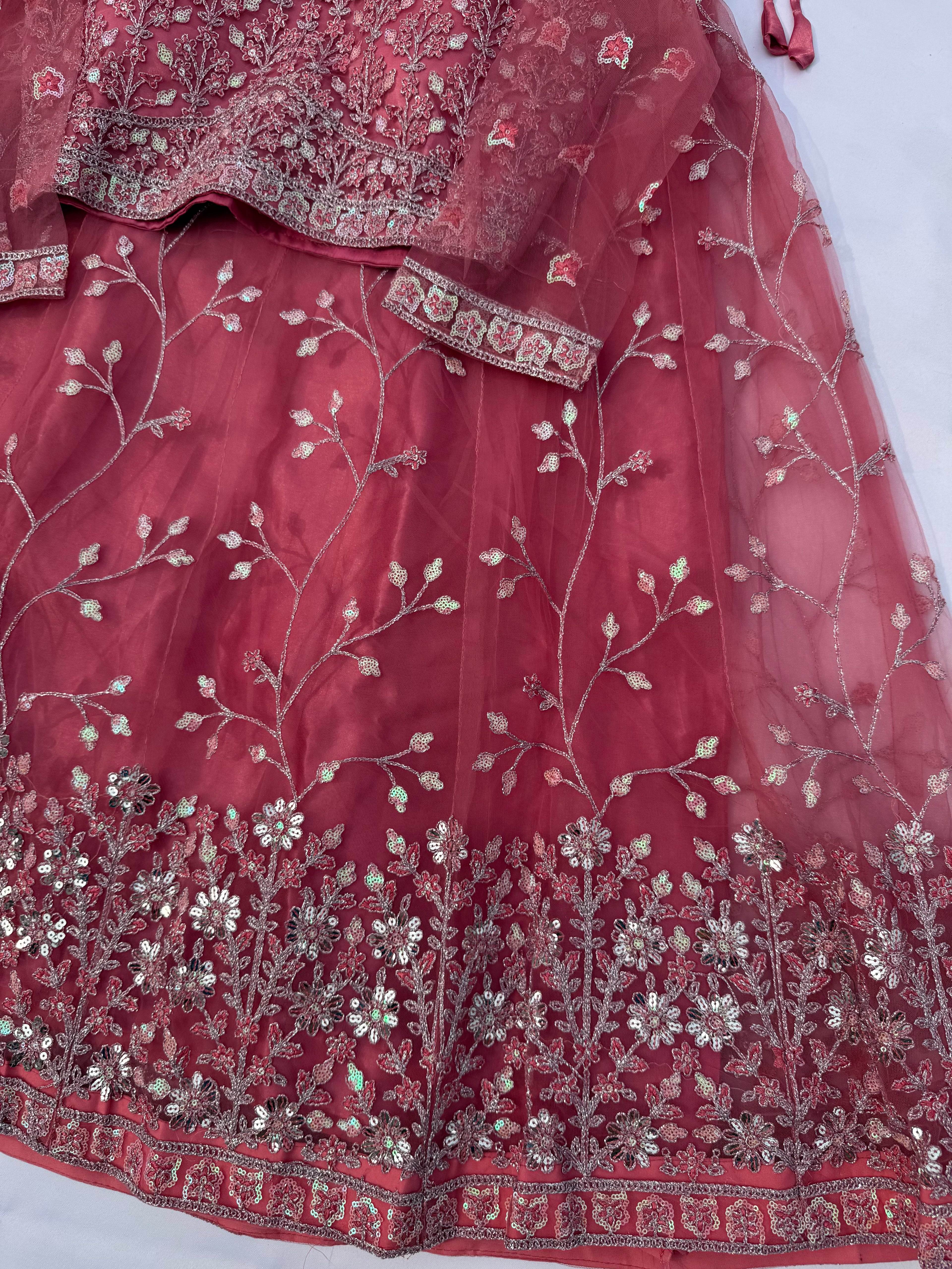L-109 Net Lehenga Set with Heavy All-Over Embroidery & Detailed Back Work